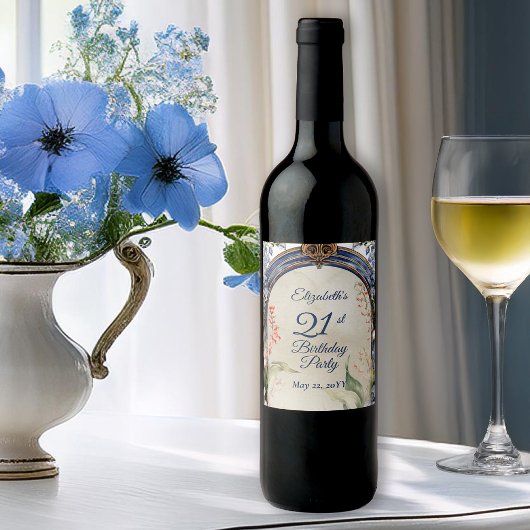 バロエレガントークフローラアーチ21歳の誕生日パーティー ワインラベル