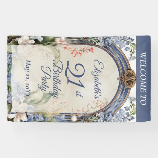 バロエレガントークフローラアーチ21歳の誕生日パーティー 横断幕 (横)