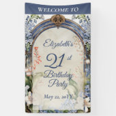 バロエレガントークフローラアーチ21歳の誕生日パーティー 横断幕 (縦)
