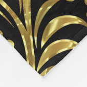 バロエレガントークフローラダマスイン金ゴールド&ブラック フリースブランケット (角)