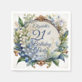 バロエレガントークフローラフレーム21歳の誕生日パーティー スタンダードカクテルナプキン (正面)