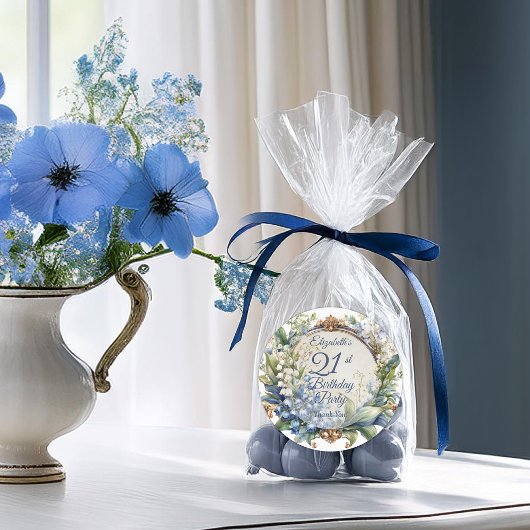 バロエレガントークフローラフレーム21歳の誕生日パーティー ラウンドシール