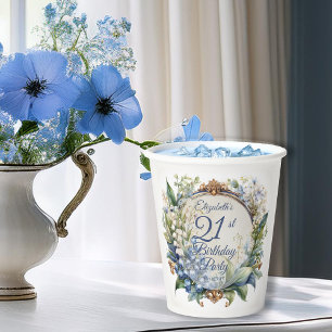 バロエレガントークフローラフレーム21歳の誕生日パーティー 紙コップ