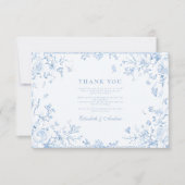 バロエレガントークブルーフランスのガーデン結婚フローラ サンキューカード (正面)