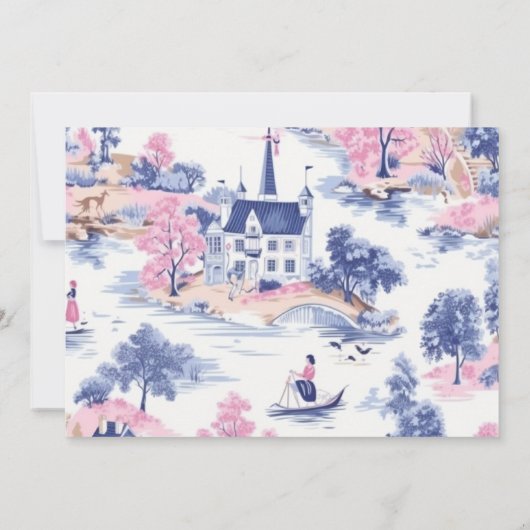 バロエレガントークブルーフランスのガーデン結婚フローラ セーブザデート (裏面)