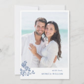 バロエレガントークブルーフランスのガーデン結婚フローラ 招待状 (裏面)