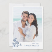 バロエレガントークブルーフランスのガーデン結婚フローラ 招待状 (裏面)