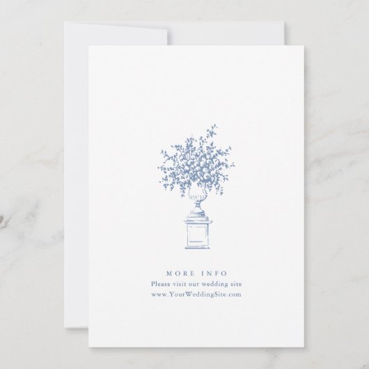 バロエレガントークブルーフランスのガーデン結婚フローラ 招待状 (裏面)