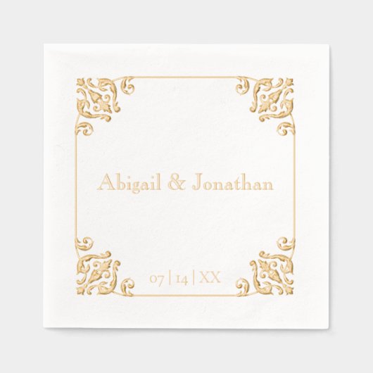 バロエレガントークラグジュアリー華美ギルド結婚ズ 箔ナプキン (正面)