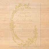 バロエレガントークヴィンテージ金ゴールド結婚ズ アクリル招待状 (正面)