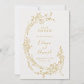 バロエレガントークヴィンテージ金ゴールド結婚ズ セーブザデート (正面)