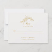 バロエレガントークヴィンテージ金ゴールド結婚ズ 出欠カード (正面)