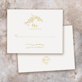 バロエレガントークヴィンテージ金ゴールド結婚ズ 出欠カード