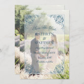 バロエレガントーク柄の写真デートのカードを保存 招待状 (正面/裏面)