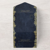 バロエレガントーク海軍と金ゴールドクラスシック結婚ズ オールインワン招待状 (外側)