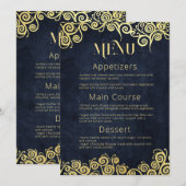 バロエレガントーク海軍と金ゴールドクラスシック結婚ズ メニュー (正面/裏面)