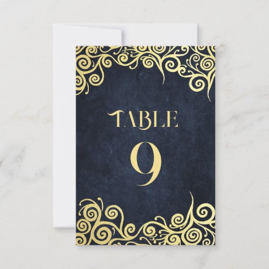 バロエレガントーク海軍と金ゴールドクラスシック結婚ズ 招待状 (正面)