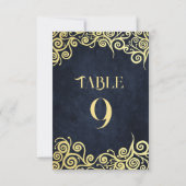 バロエレガントーク海軍と金ゴールドクラスシック結婚ズ 招待状 (裏面)