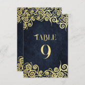 バロエレガントーク海軍と金ゴールドクラスシック結婚ズ 招待状 (正面/裏面)