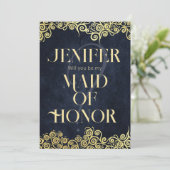 バロエレガントーク海軍と金ゴールドクラスシック結婚ズ 招待状 (スタンド正面)