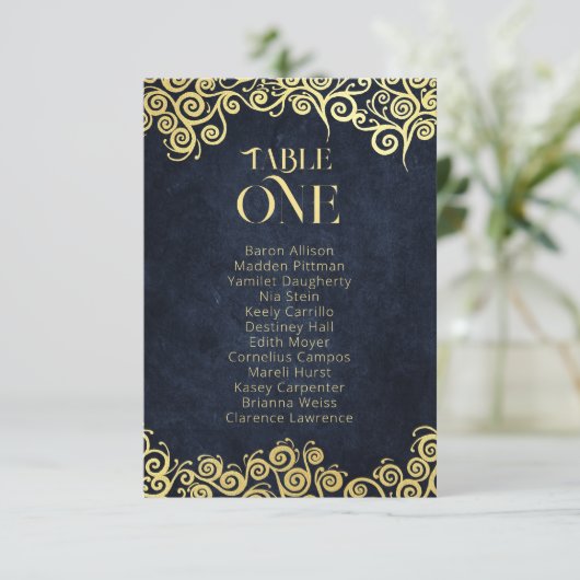 バロエレガントーク海軍と金ゴールドクラスシック結婚ズ 招待状 (スタンド正面)