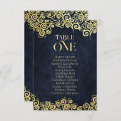 バロエレガントーク海軍と金ゴールドクラスシック結婚ズ 招待状 (正面/裏面)