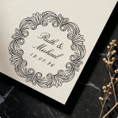 バロエレガントーク結婚スクロールの日付と名前 セルフインキングスタンプ