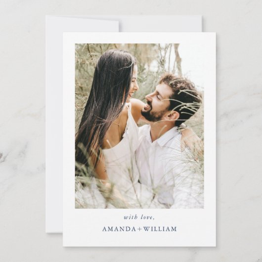 バロエレガントーク・ダスティブルーフレーム結婚写真 招待状 (裏面)