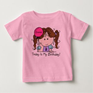 バロカスタムン誕生日Tシャツ付きブルネットガール ベビーTシャツ