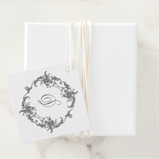 バロシンプルクエレガントフレームのモノグラムイニシャル フェイバータグ (インサイチュ)