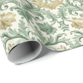 バロックのアカントスの葉と花柄 ラッピングペーパー (ロールコーナー)