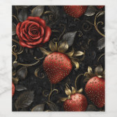 バロックのイチゴとバラシームレスなパターン ワインラベル (シングルラベル)