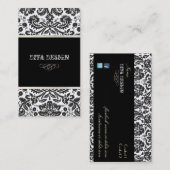 バロックのダマスク織 / 黒と白 名刺 (正面/裏面)