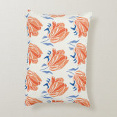 バロックのチューリップ:植物性ヴィンテージリノカット アクセントクッション (裏面(縦))