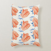 バロックのチューリップ:植物性ヴィンテージリノカット アクセントクッション (正面(垂直))