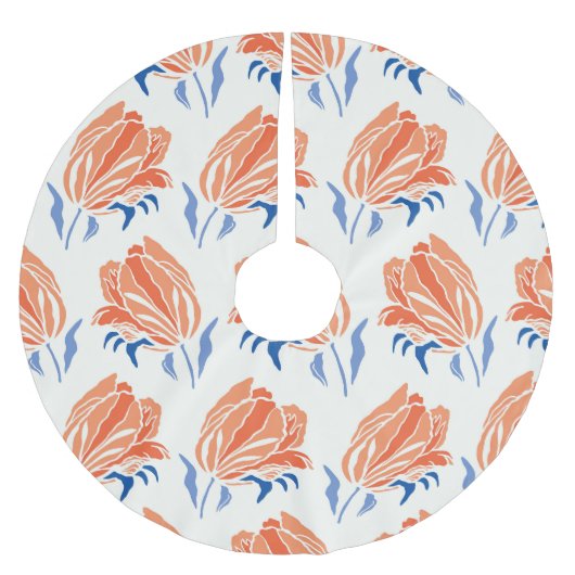 バロックのチューリップ：植物性ヴィンテージリノカット ブラッシュドポリエステルツリースカート (正面)