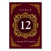 バロックのフレーム王室のバーガンディ装飾品 テーブルナンバー (正面)