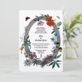 バロックのロココの花と蝶オーバルフレーム 招待状 (スタンド正面)