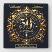 バロックの優雅さ：50周年記念 スクエア壁時計 (正面)