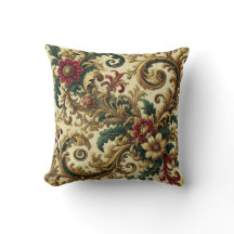 バロックの花のパターンと金ゴールド、赤、緑A