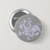 バロックの花 – グレーと光の薄紫 缶バッジ (正面&裏面)
