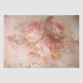 バロックの金ゴールドオーナメント緑豊かなピンクのバラのデコページ 薄葉紙 (正面)