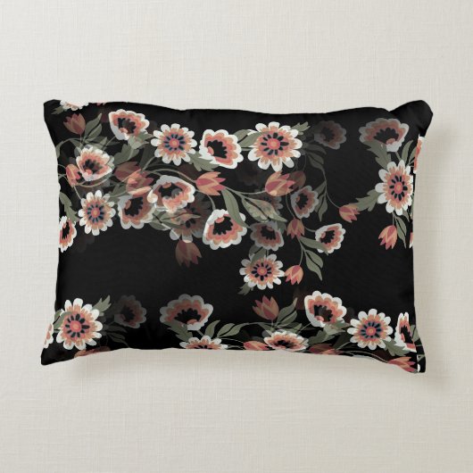 バロックインスパイアボタニカルソフトピンクスとグリーン アクセントクッション (裏面)