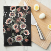 バロックインスパイアボタニカルソフトピンクスとグリーン キッチンタオル (四つ折り)