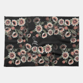 バロックインスパイアボタニカルソフトピンクスとグリーン キッチンタオル (横)