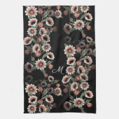 バロックインスパイアボタニカルソフトピンクスとグリーン キッチンタオル (縦)