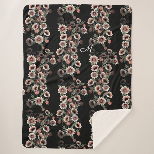 バロックインスパイアボタニカルソフトピンクスとグリーン シェルパブランケット (正面)