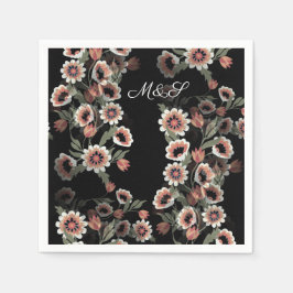 バロックインスパイアボタニカルソフトピンクスとグリーン スタンダードカクテルナプキン