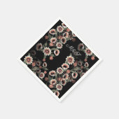 バロックインスパイアボタニカルソフトピンクスとグリーン スタンダードカクテルナプキン (角)