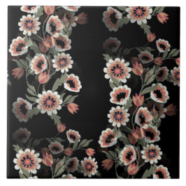 バロックインスパイアボタニカルソフトピンクスとグリーン タイル